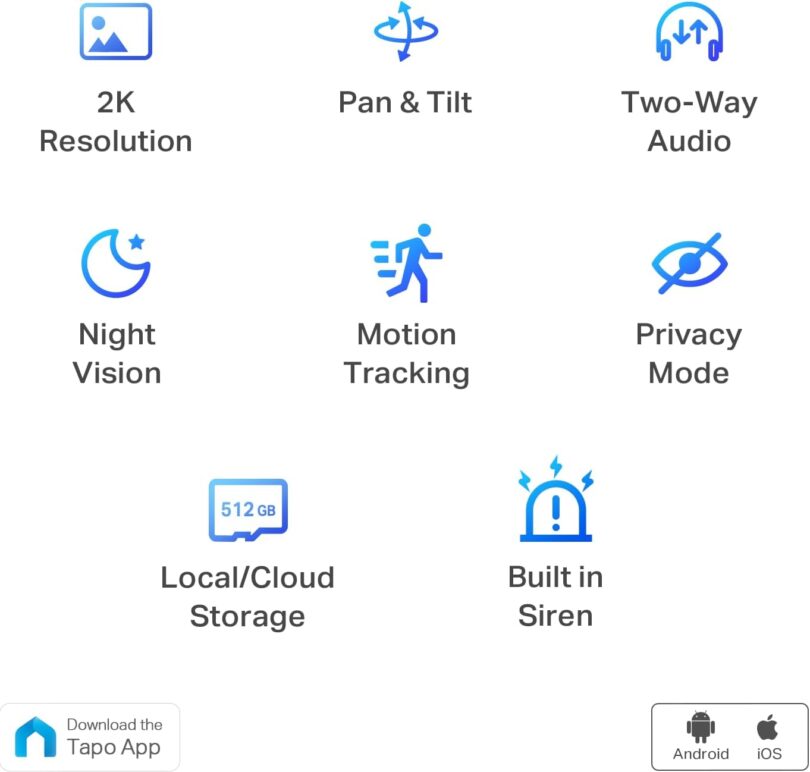 TP-Link Tapo 2K Pan/Tilt Security Camera for Baby Monitor, Dog Camera w/Motion Detection, 2-Way Audio, Siren, Night Vision, Cloud & SD Card Storage, Works with Alexa & Google Home, 2-Pack (C210P2) - Image 5
