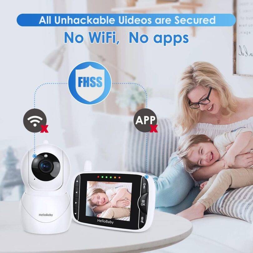 HelloBaby Monitor with Camera and Audio, IPS Screen LCD Display Video Baby Monitor No WiFi Infrared Night Vision, Temprature Screen Lullaby, Two Way Audio and VOX Mode (HB66pro) - Image 3