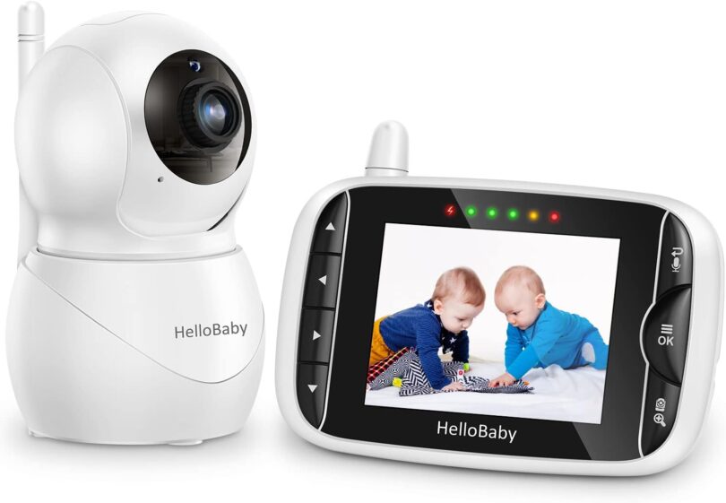 HelloBaby Monitor with Camera and Audio, IPS Screen LCD Display Video Baby Monitor No WiFi Infrared Night Vision, Temprature Screen Lullaby, Two Way Audio and VOX Mode (HB66pro)