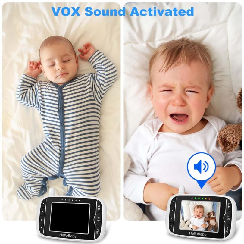 Video Baby Monitor with Camera and Audio, 3.2Inch LCD Display, Infrared Night Vision, Two-Way Audio and Room Temperature Monitoring,Lullaby,Sound Activated Screen - Image 5